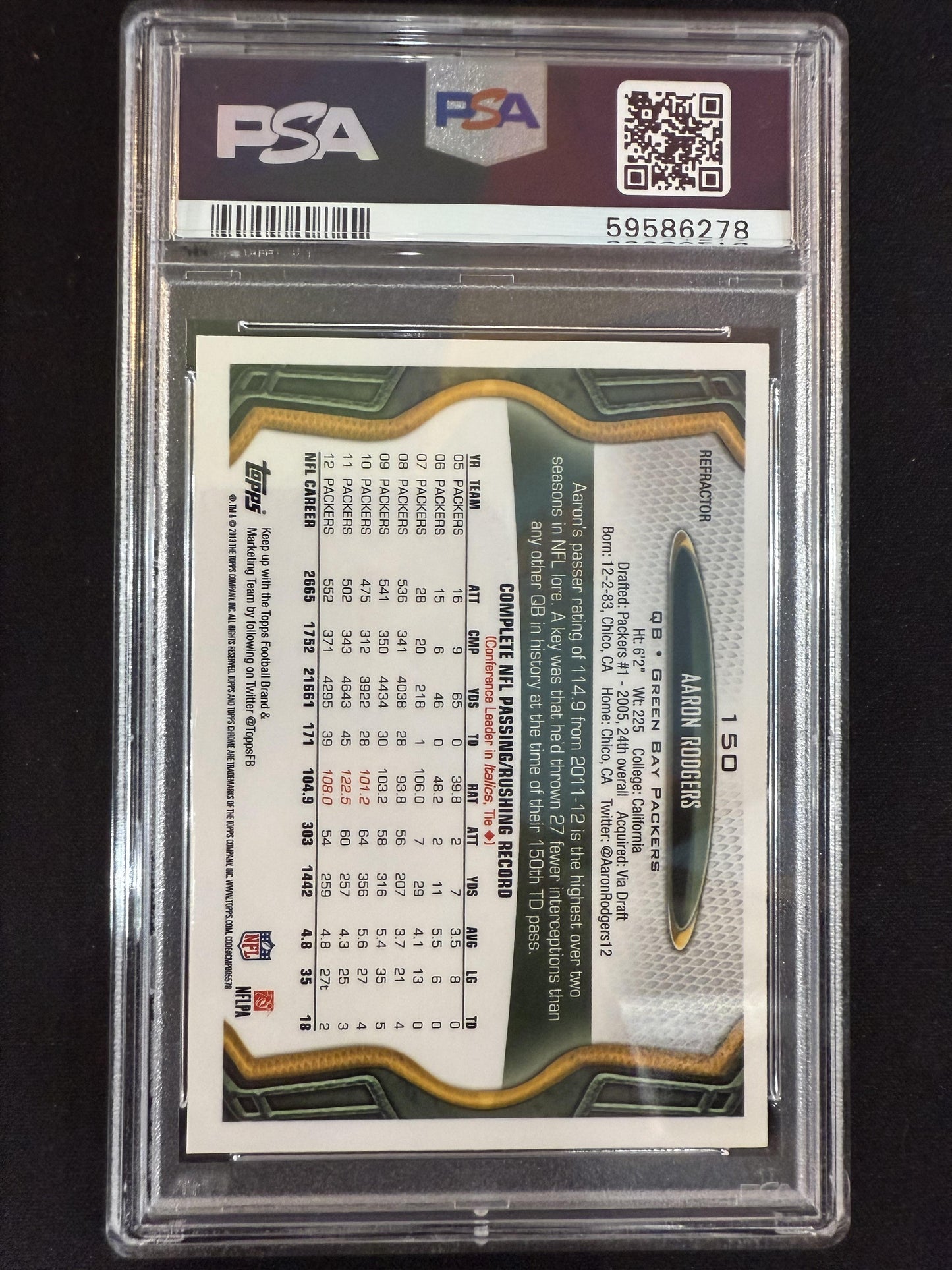 #150 Aaron Rodgers 2013 Topps Chrome Green Bay Packers sports Refractors