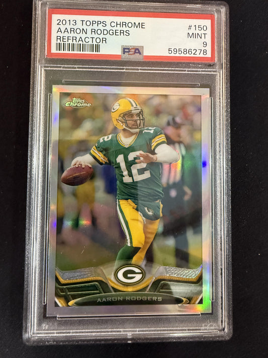 #150 Aaron Rodgers 2013 Topps Chrome Green Bay Packers sports Refractors