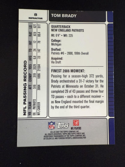 #8 Tom Brady 2007 Finest New England Patriots sports Refractors