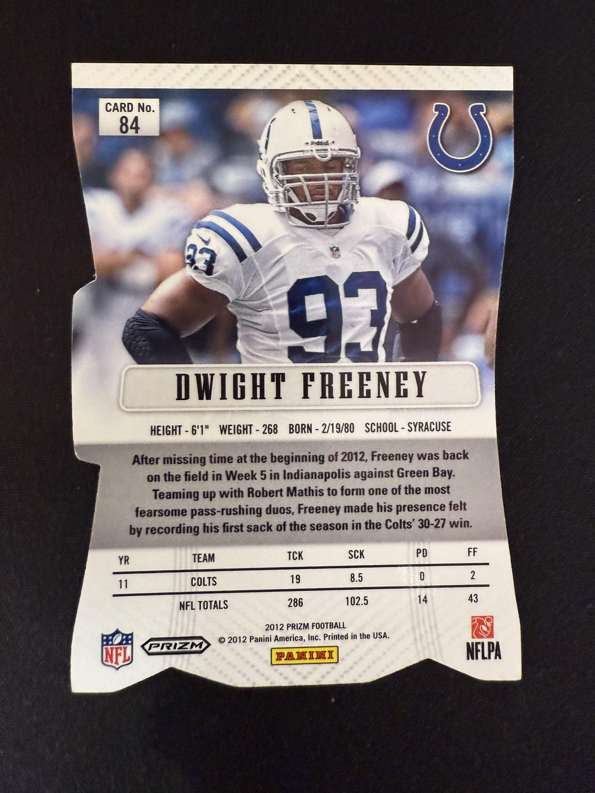 #84 Dwight Freeney 2012 Panini Prizm Indianapolis Colts sports Prizms Red