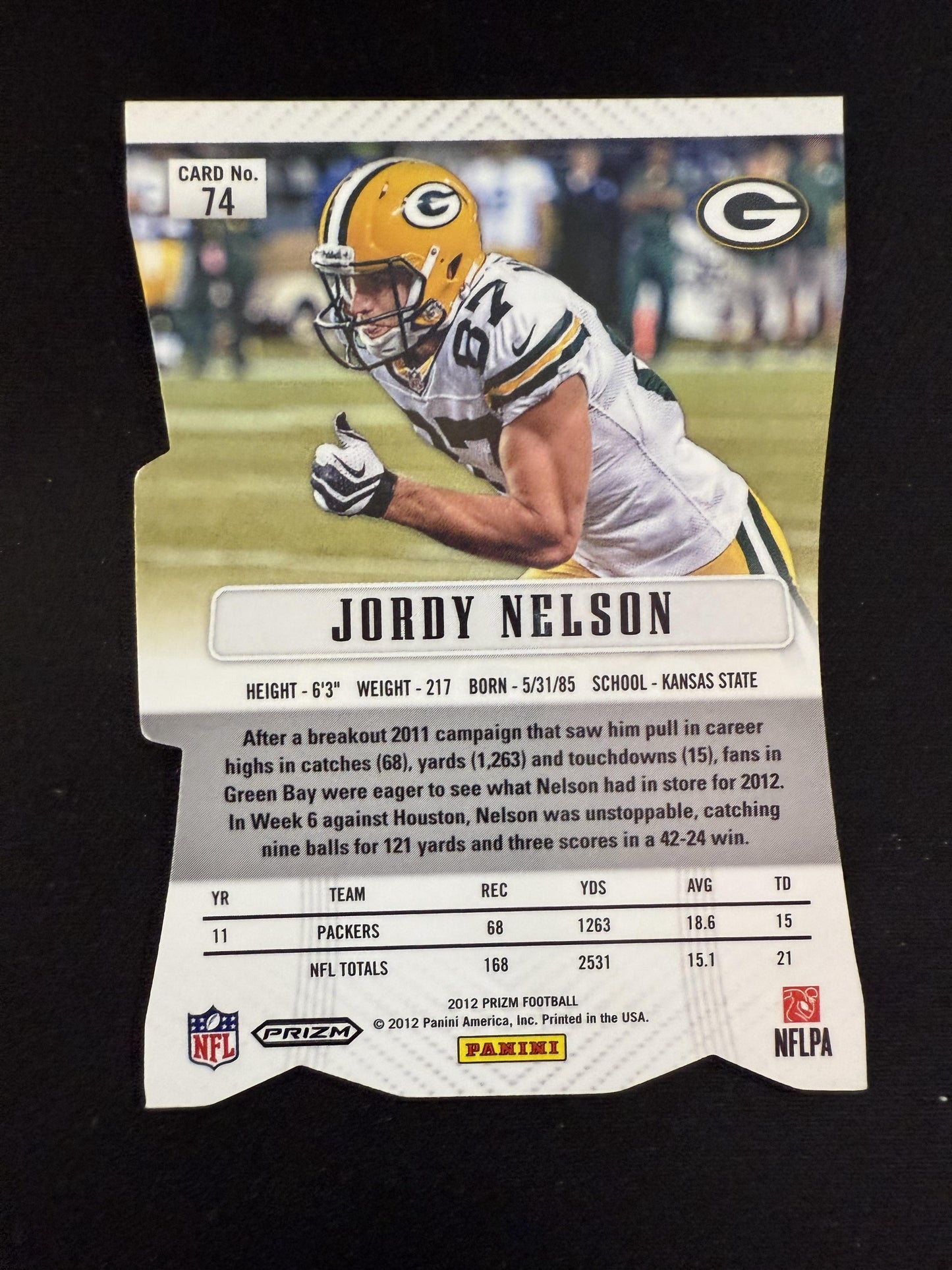 #74 Jordy Nelson 2012 Panini Prizm Green Bay Packers sports Prizms Red