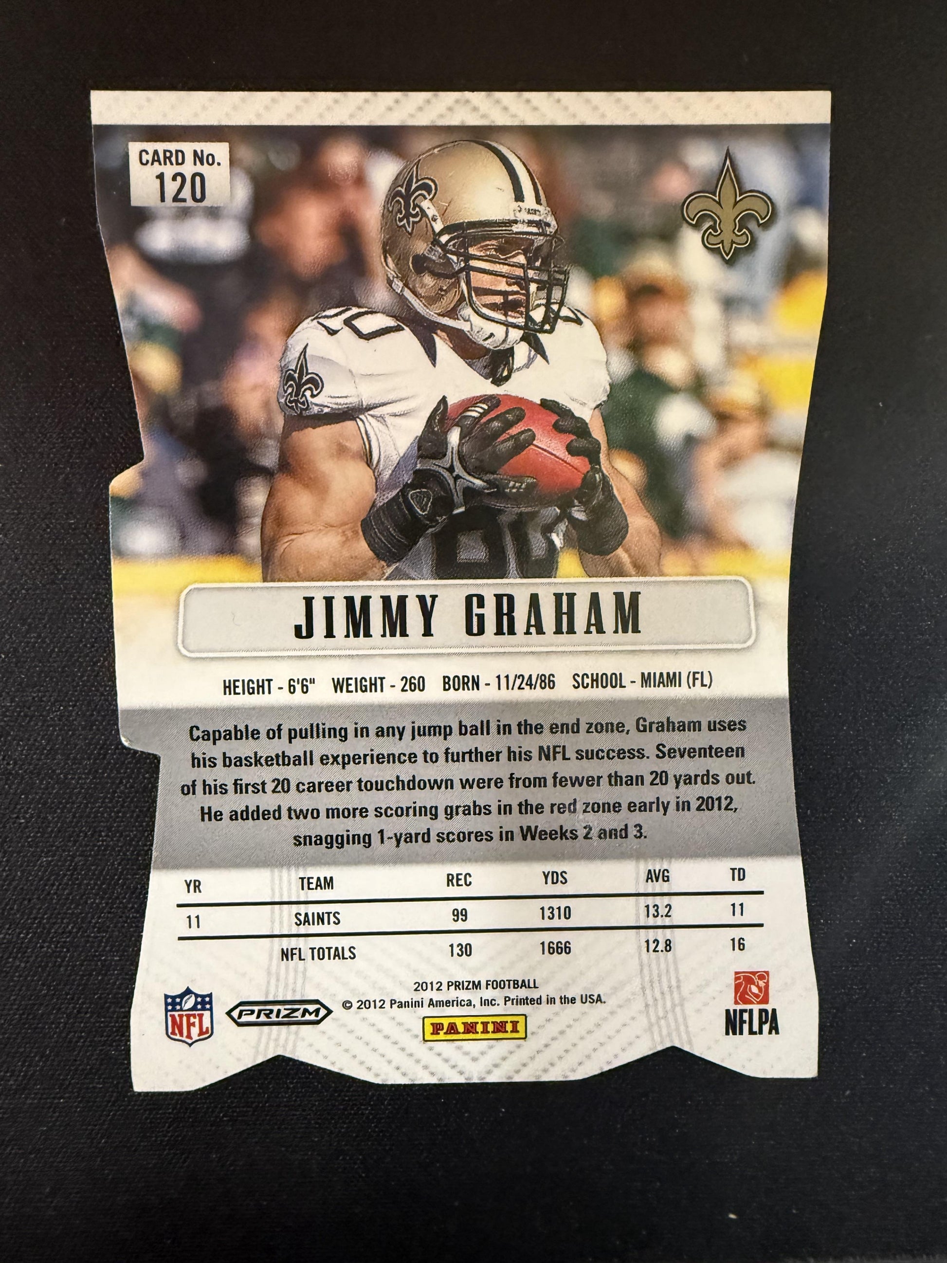 #120 Jimmy Graham 2012 Panini Prizm New Orleans Saints sports Prizms Red
