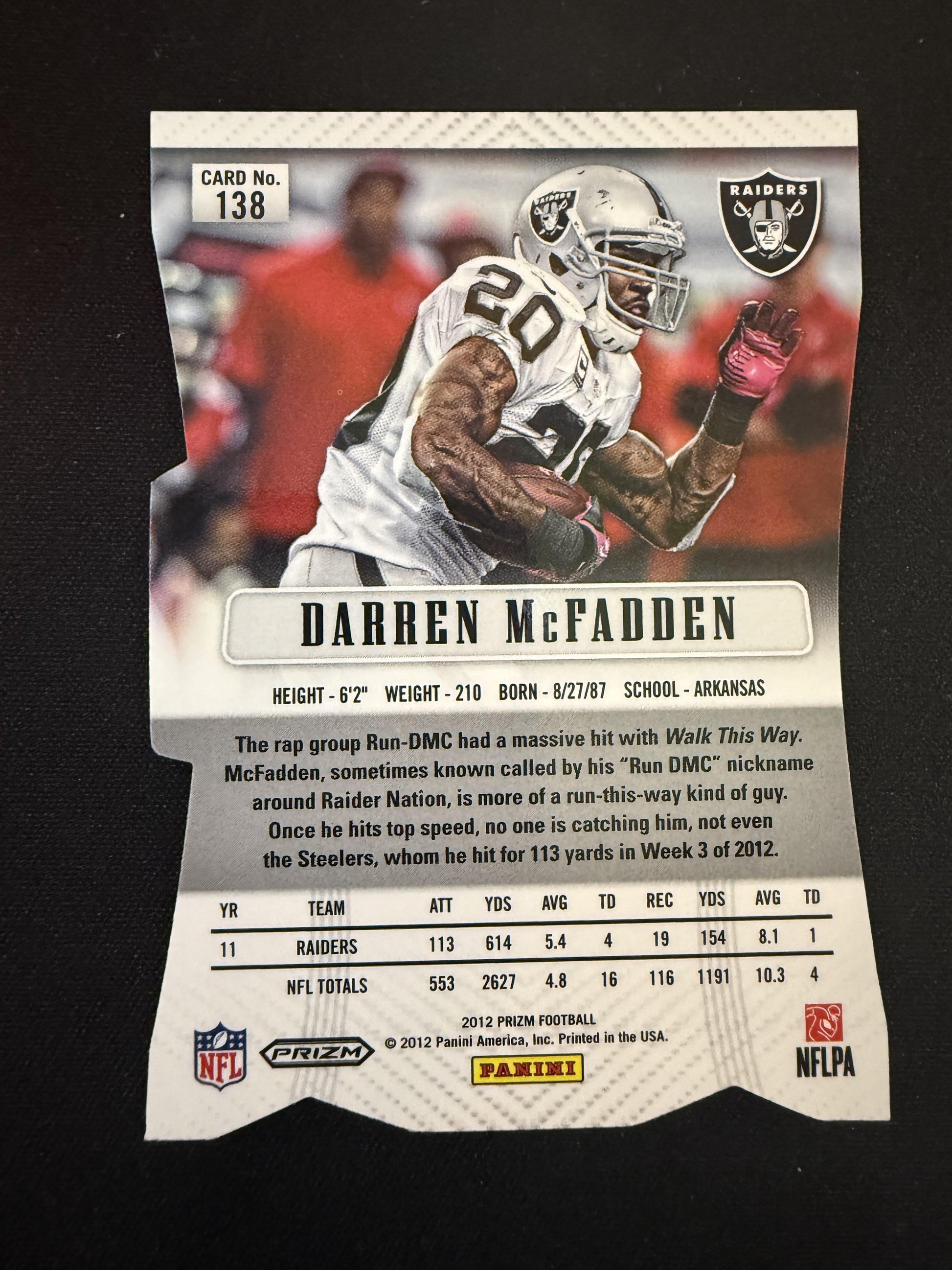 #138 Darren McFadden 2012 Panini Prizm Oakland Raiders sports Prizms Red