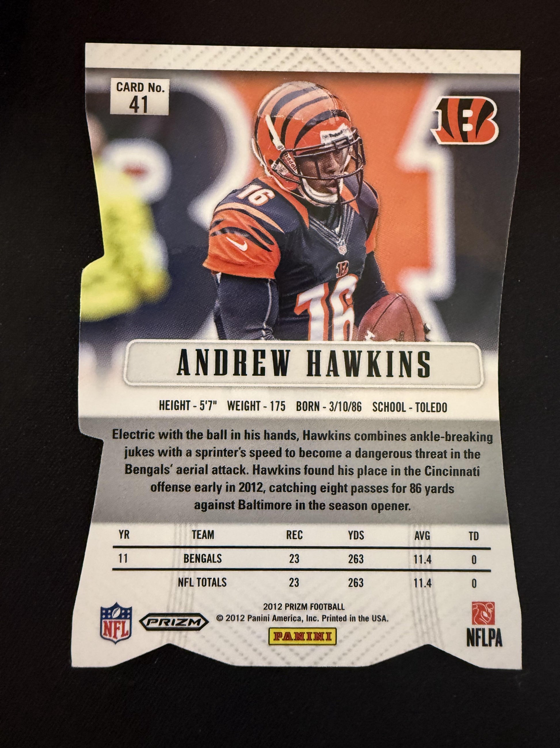 #41 Andrew Hawkins 2012 Panini Prizm Cincinnati Bengals sports Prizms Red
