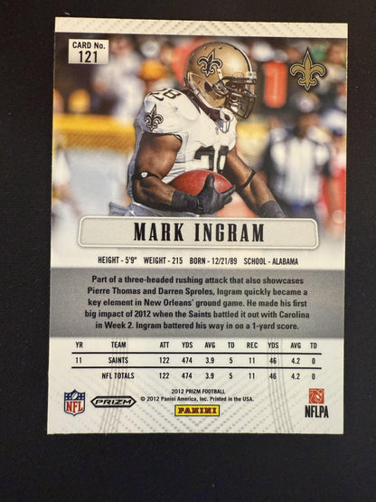 #121 Mark Ingram 2012 Panini Prizm New Orleans Saints sports Prizms