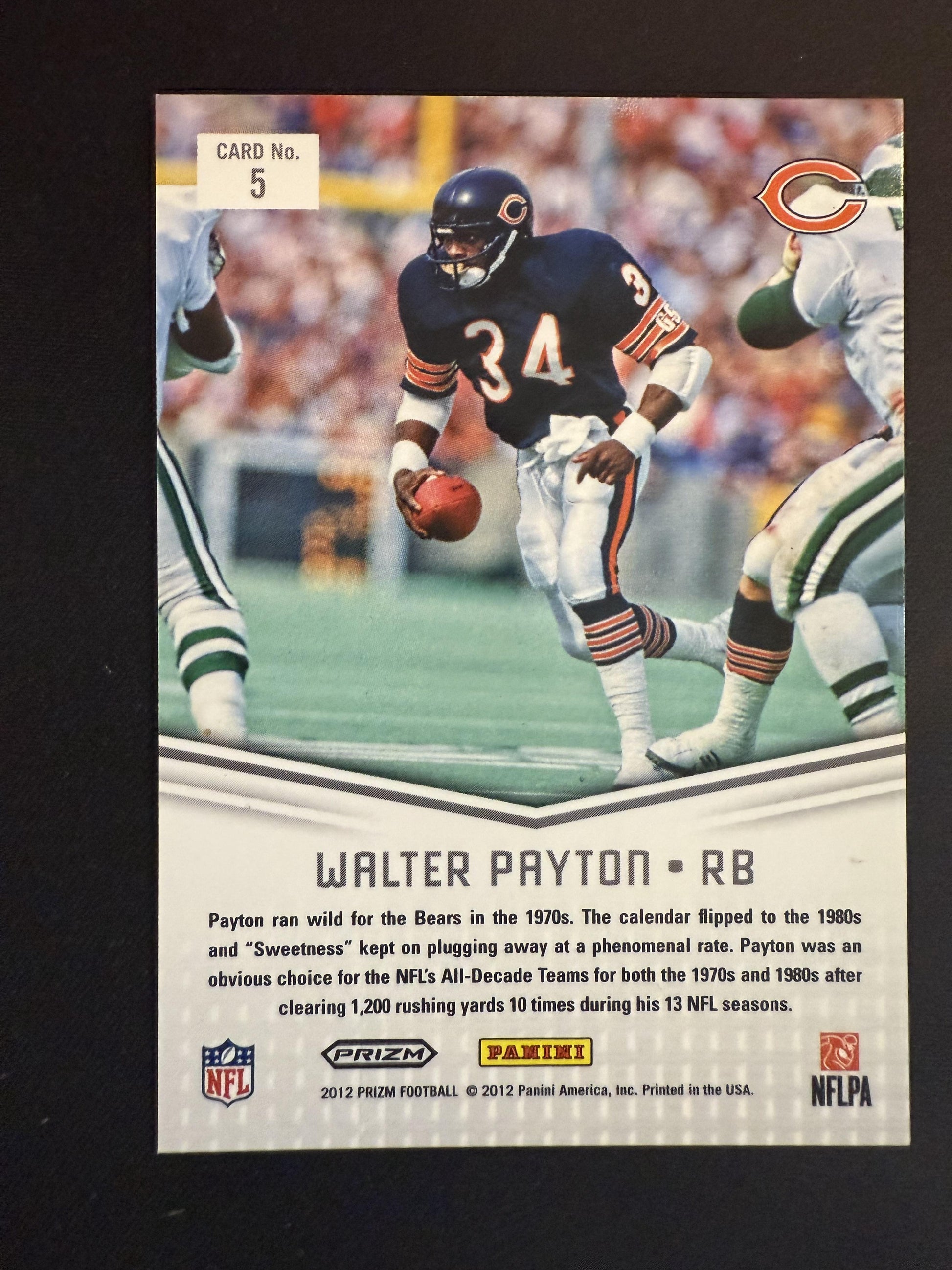 #5 Walter Payton 2012 Panini Prizm Chicago Bears sports Decade Dominance Prizms