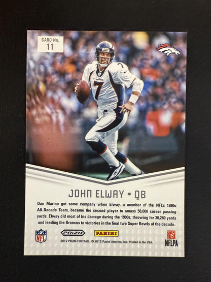 #11 John Elway 2012 Panini Prizm Denver Broncos sports Decade Dominance Prizms