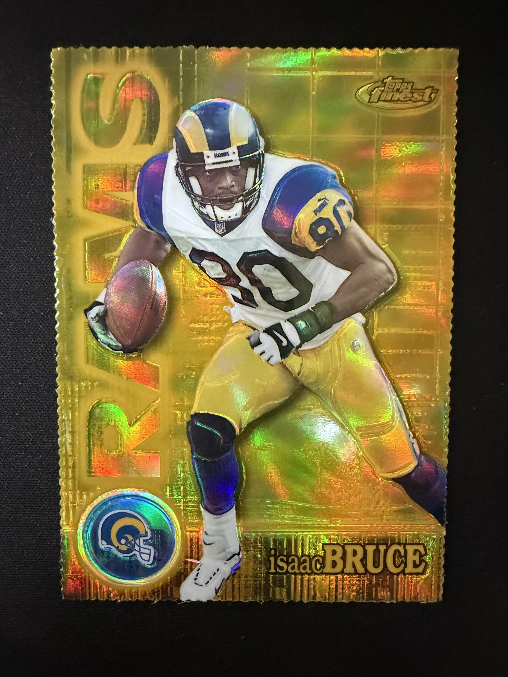 #71 Isaac Bruce 2000 Finest SN #/300 St. Louis Rams sports Gold Refractors