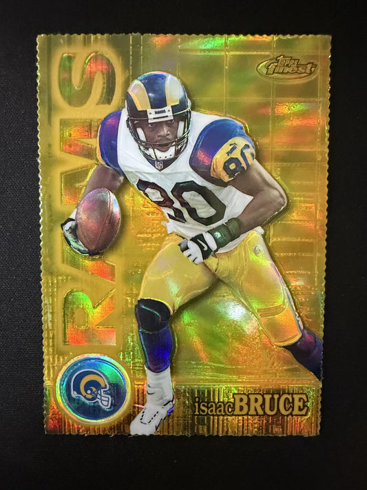 #71 Isaac Bruce 2000 Finest SN #/300 St. Louis Rams sports Gold Refractors