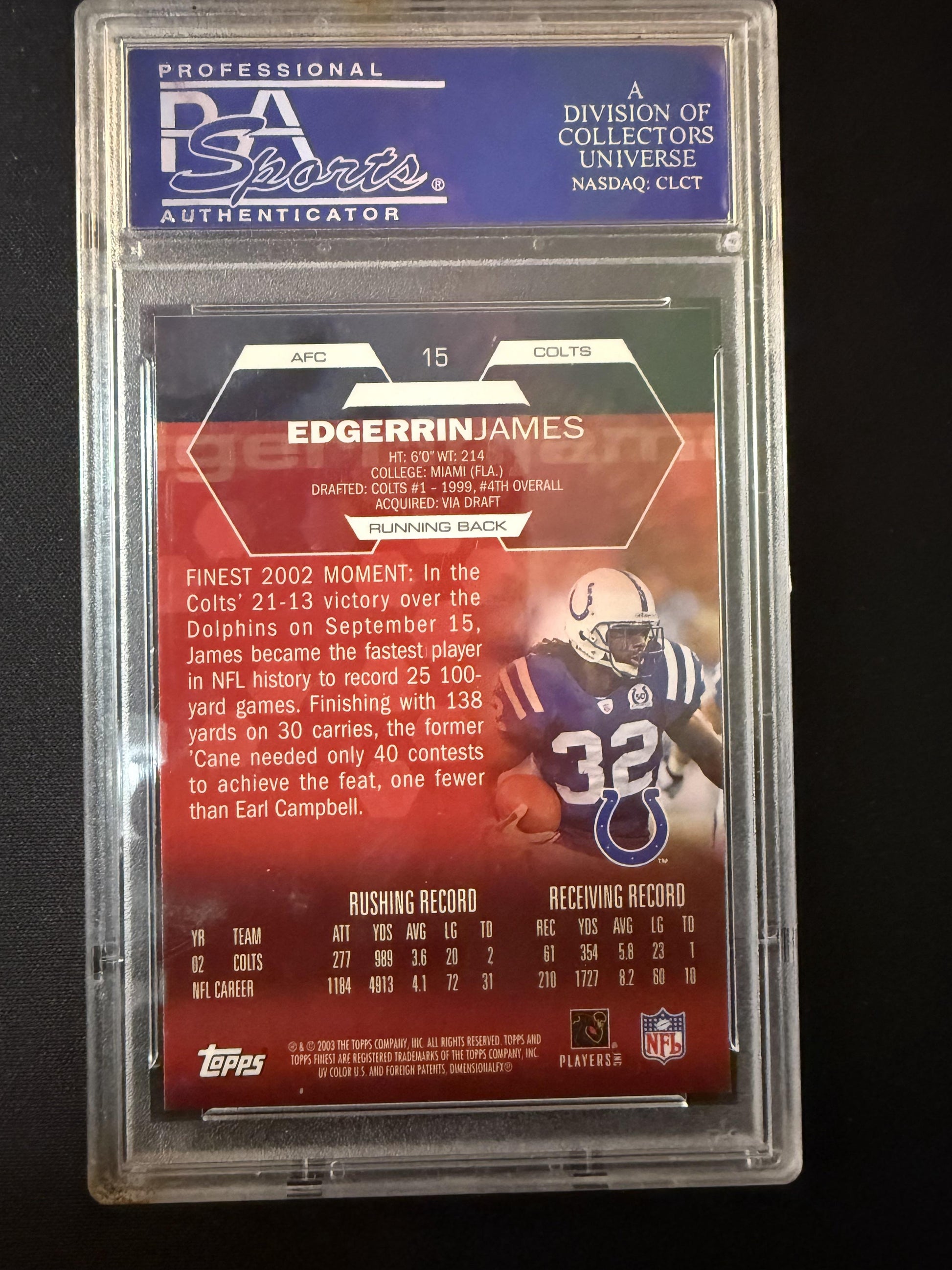 #15 Edgerrin James 2003 Finest Indianapolis Colts sports