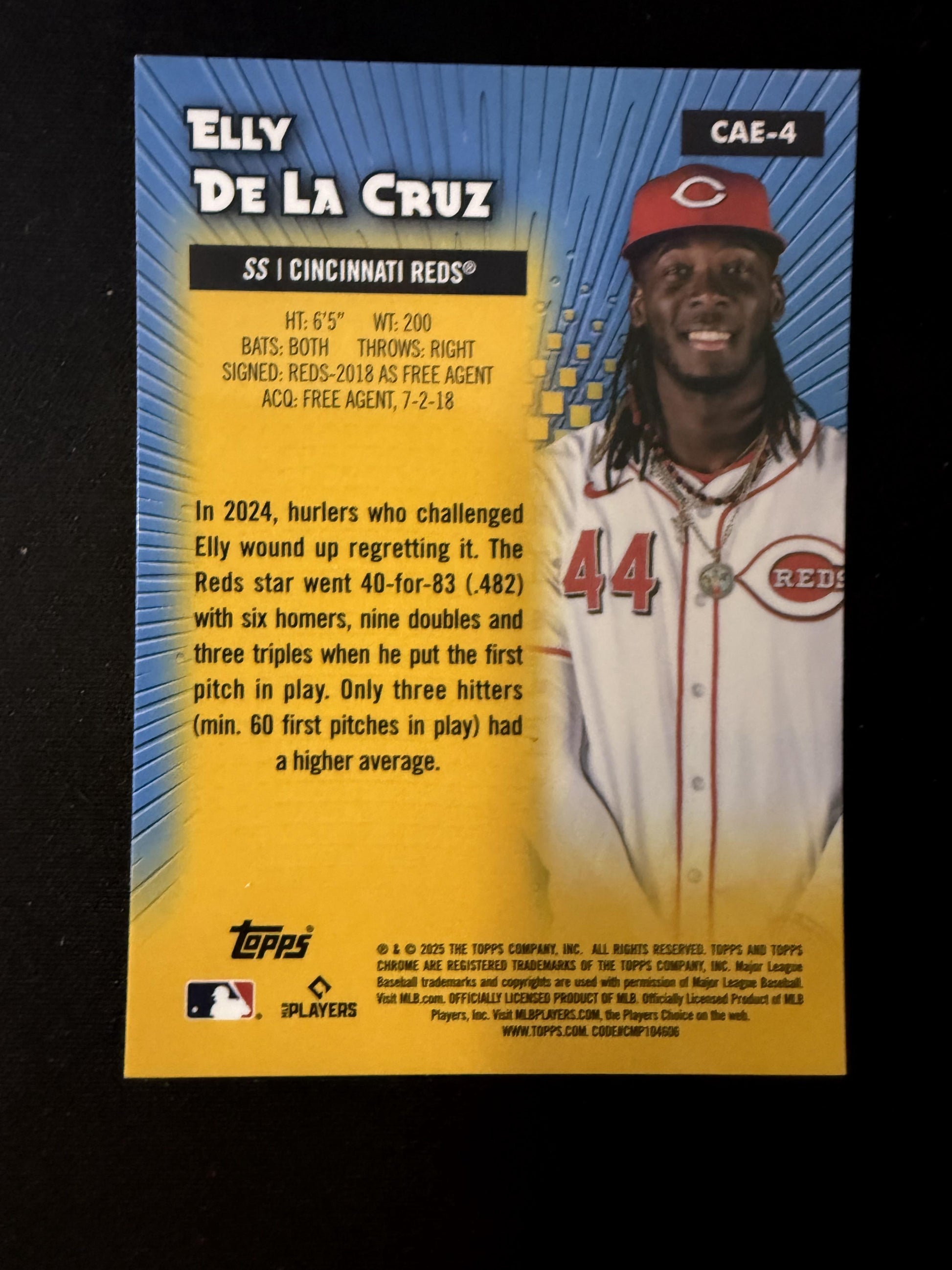 #CAE-4 Elly De La Cruz 2025 Topps Chrome SN #/99 Reds All-Etch Green Refractors