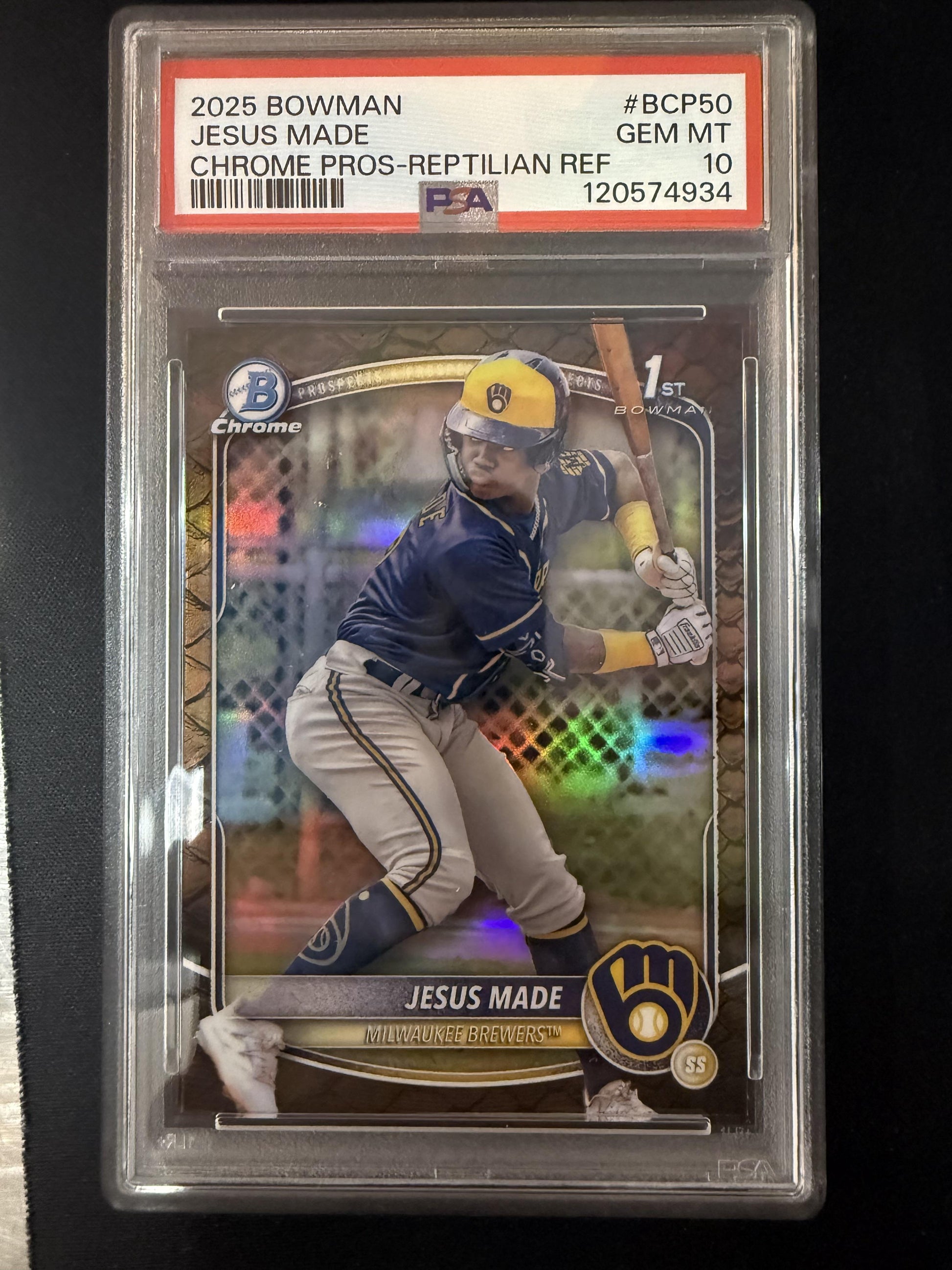 #BCP-50 Jesus Made 2025 Bowman Milwaukee Brewers Reptilian