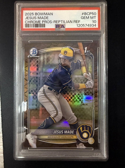 #BCP-50 Jesus Made 2025 Bowman Milwaukee Brewers Reptilian