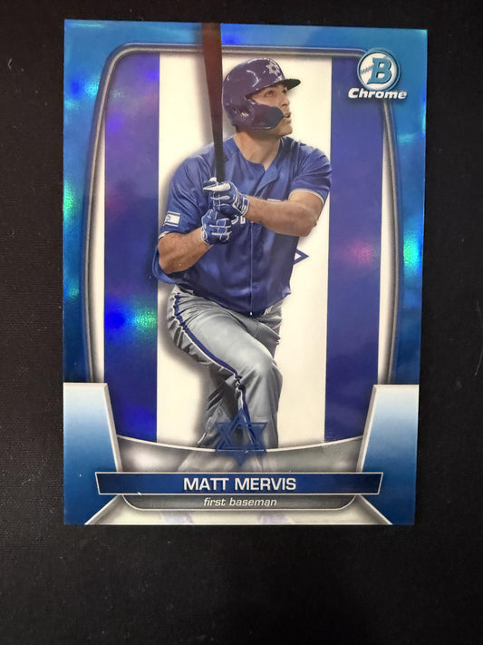 #WBC-38 Matt Mervis 2023 Bowman Chrome SN #/75 Israel sports WBC Flag Blue