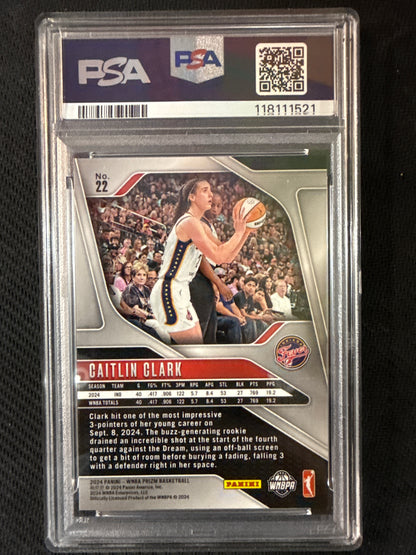 #22 Caitlin Clark 2024 Panini Prizm WNBA RC Rookie Indiana Fever sports PSA 9