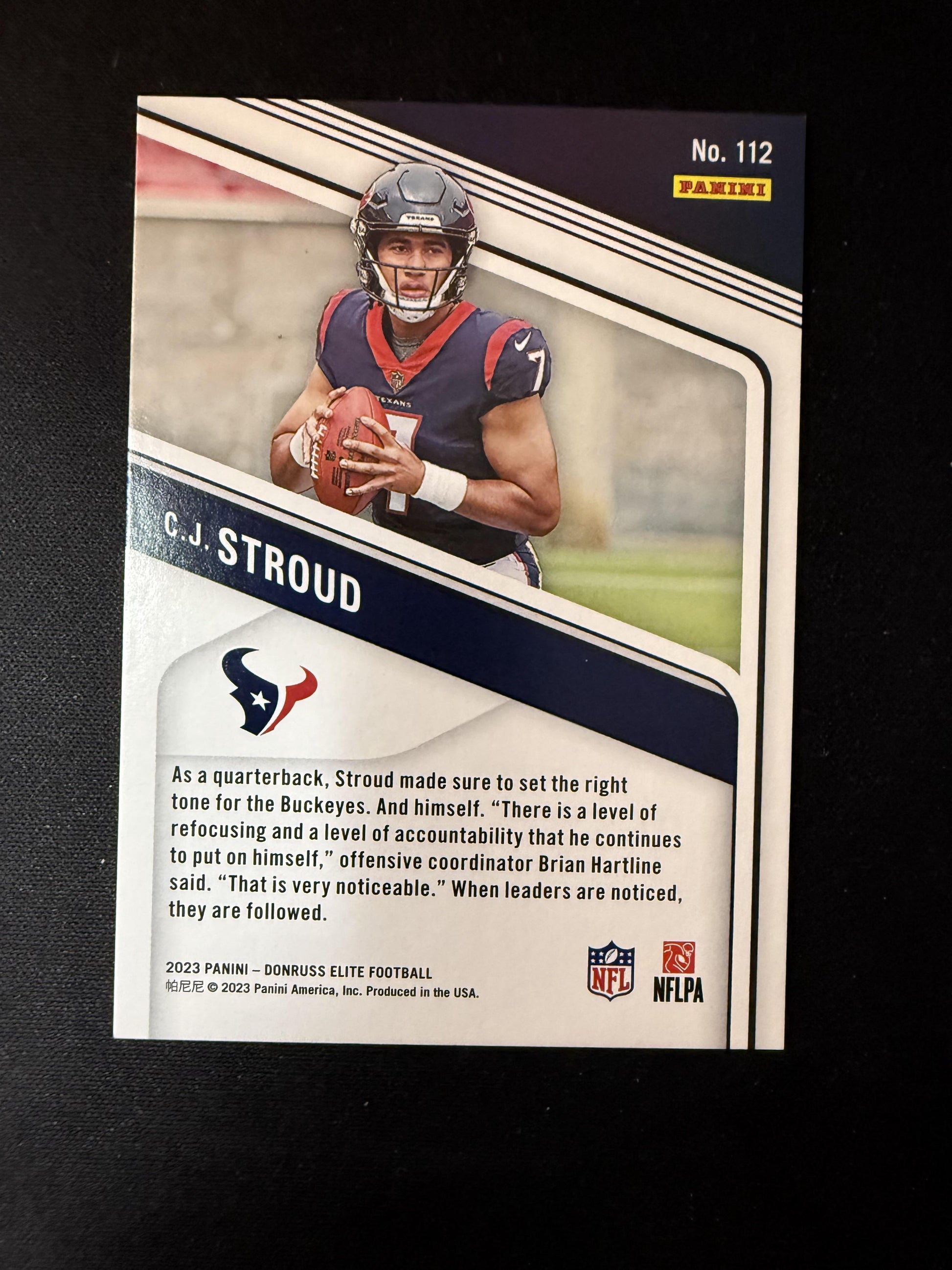 #112 C.J. Stroud 2023 Donruss Elite /625 Texans Aspirations Shimmer