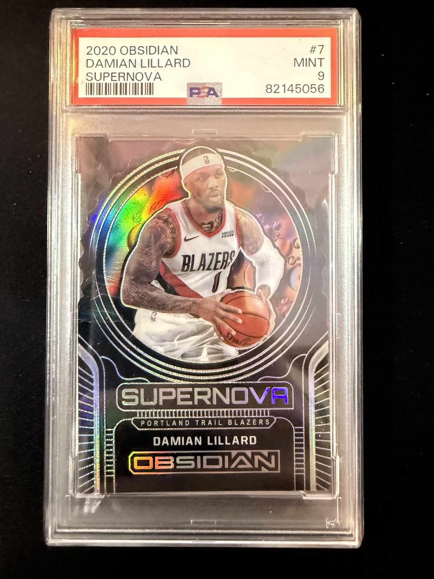 #7 Damian Lillard 2020-21 Panini Obsidian SN #/99 Trail Blazers Supernova
