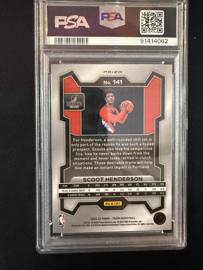 #141 Scoot Henderson 2023-24 Panini Prizm RC Rookie Trail Blazers Silver