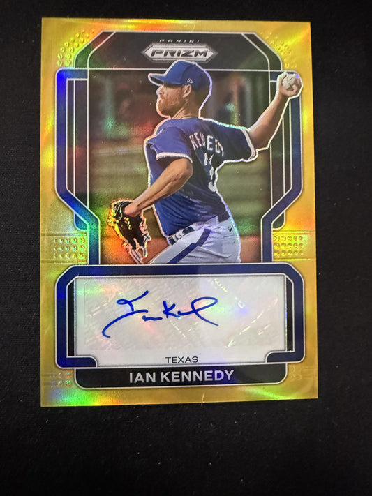 #S-IK Ian Kennedy 2022 Panini Prizm SN,AU Auto #/10 Rangers Signatures Gold