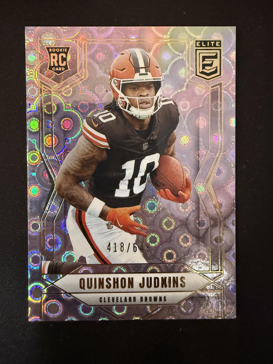 #121 Quinshon Judkins 2025 Donruss Elite /649 Browns Lavendar Pyramids