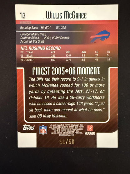 #73 Willis McGahee 2006 Finest SN #/50 Buffalo Bills sports Green Xfractors