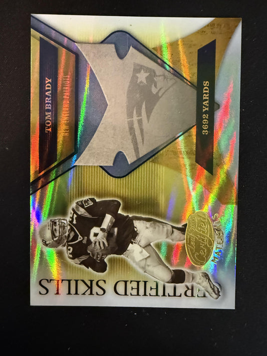 #CS-10 Tom Brady 2005 Leaf Certified Materials /50 Certified Skills Gold