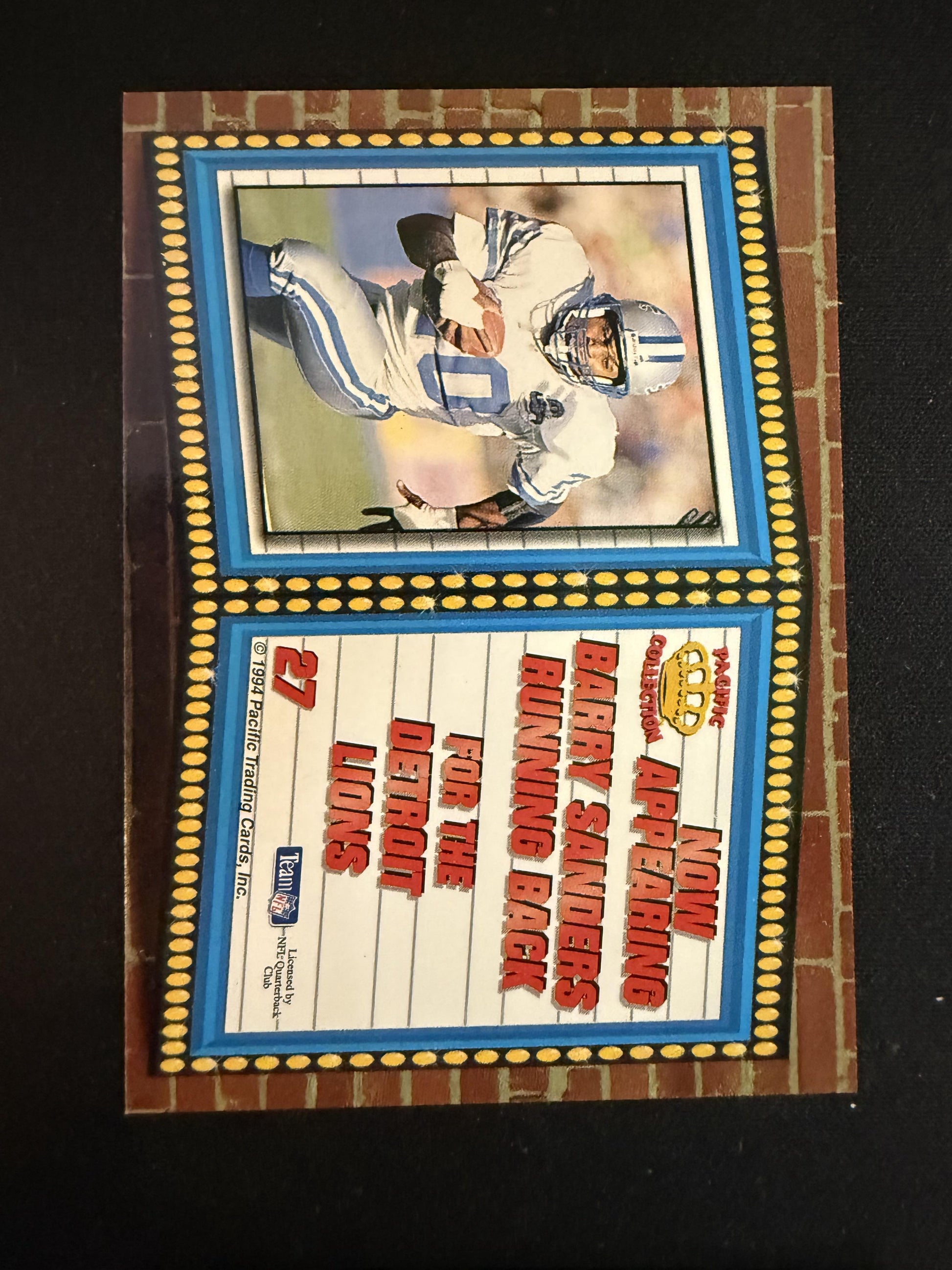 #27 Barry Sanders 1994 Pacific Detroit Lions sports Marquee Prisms Gold