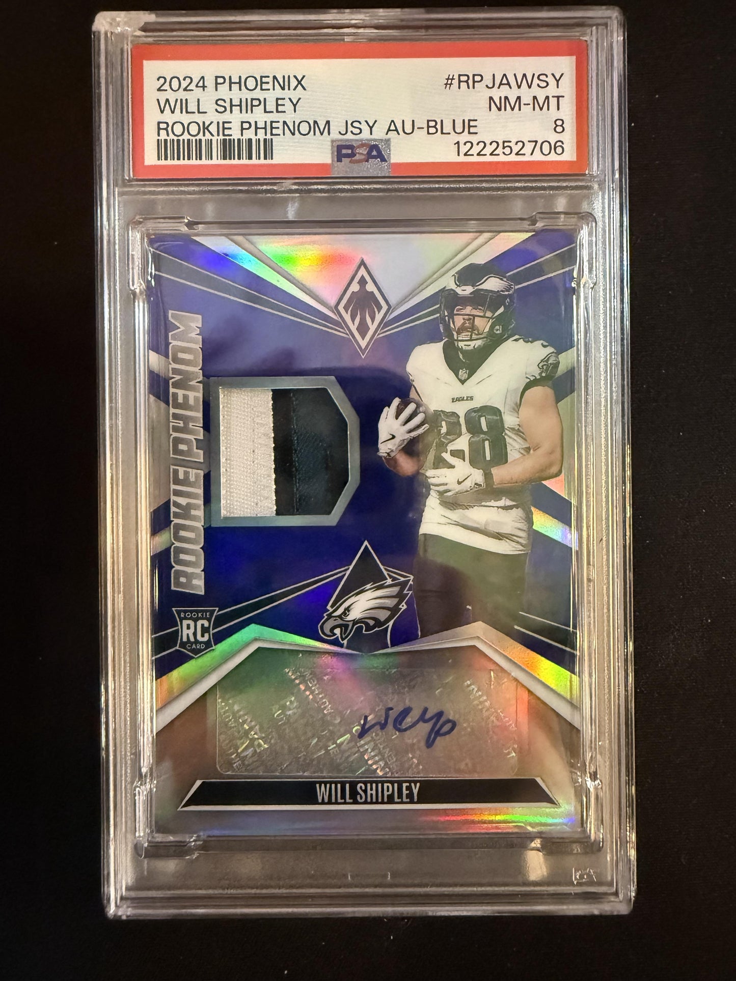 #RPJA-WSY Will Shipley 2024 Panini Phoenix /49 Phenoms Jersey Autographs Blue