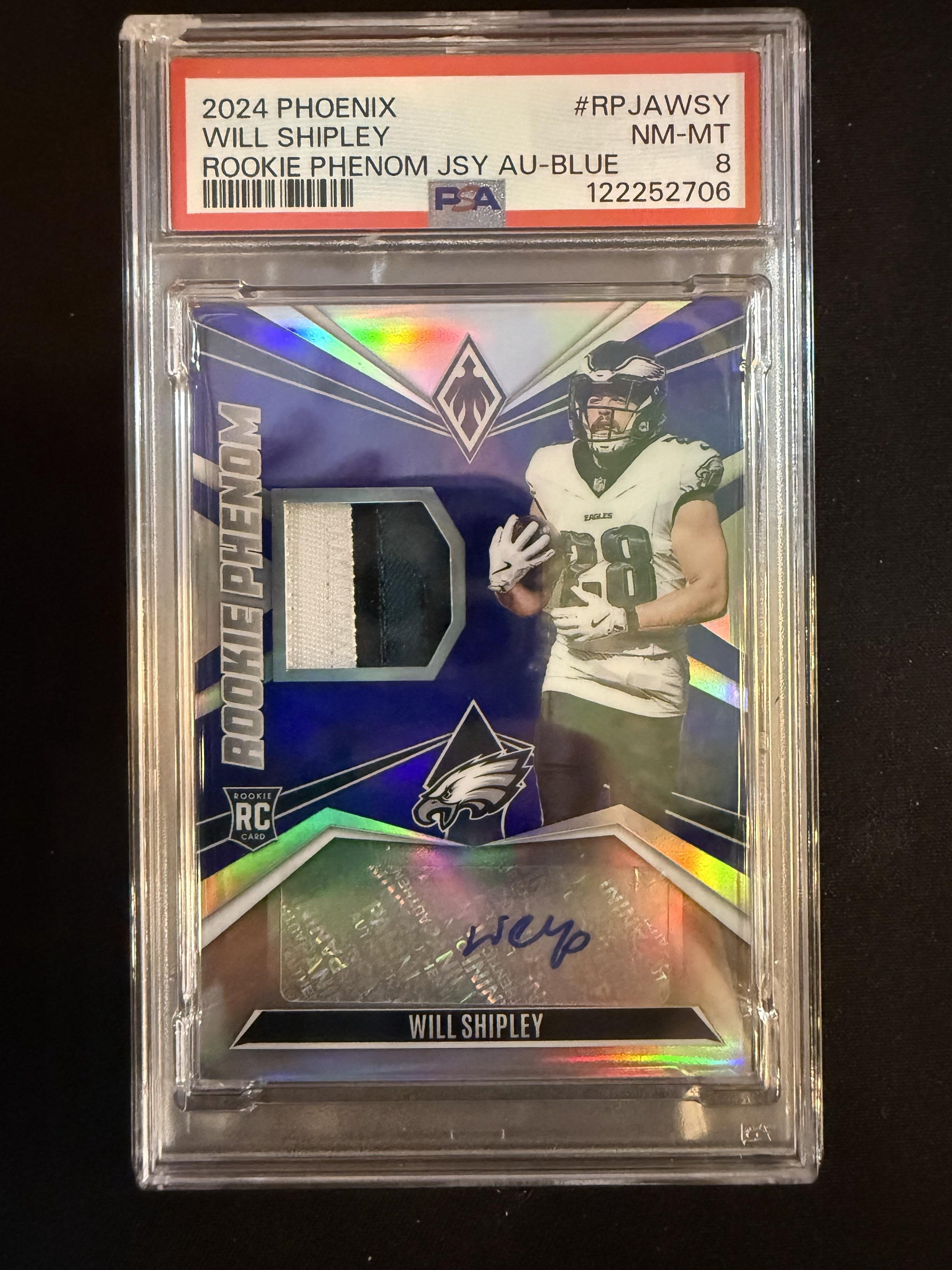 #RPJA-WSY Will Shipley 2024 Panini Phoenix /49 Phenoms Jersey Autographs Blue