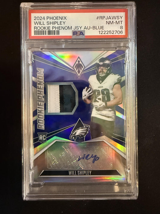 #RPJA-WSY Will Shipley 2024 Panini Phoenix /49 Phenoms Jersey Autographs Blue