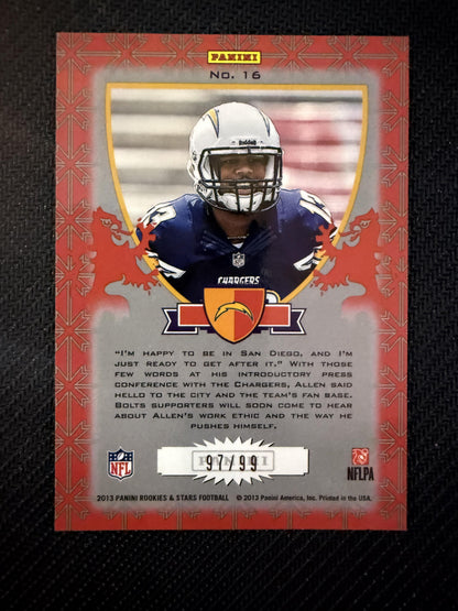 #16 Keenan Allen 2013 Panini Rookies & Stars SN #/99 Chargers Rookie Crusade Red