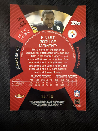 #24 Jerome Bettis 2005 Finest SN #/50 Pittsburgh Steelers sports Green Xfractors