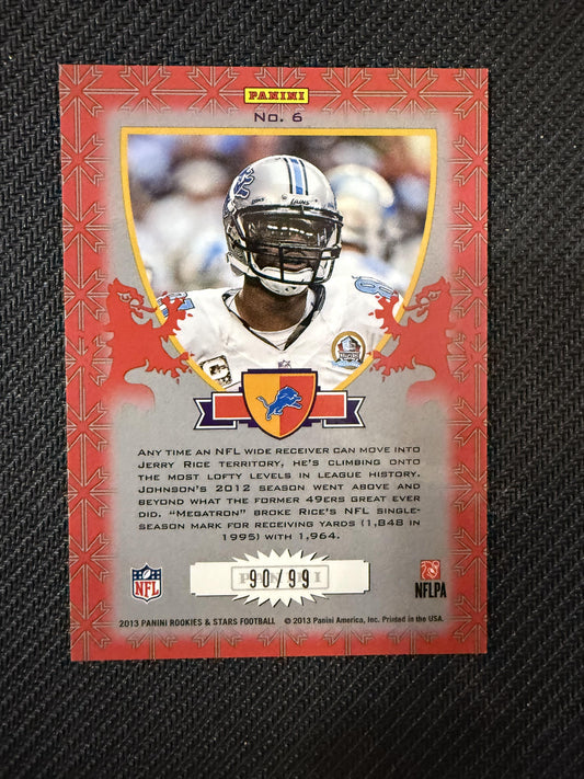 #6 Calvin Johnson Jr. 2013 Panini Rookies & Stars SN #/99 Lions Crusade Red
