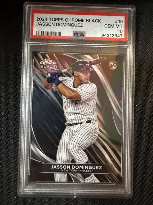 #19 Jasson Domínguez 2024 Topps Chrome Black RC Rookie New York Yankees sports