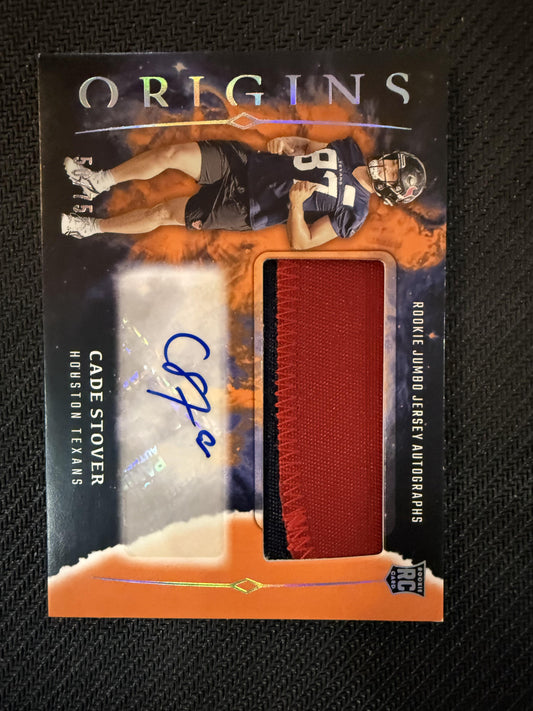 #RJA-CST Cade Stover 2024 Panini Origins Auto /75 Texans Jumbo Jersey Orange