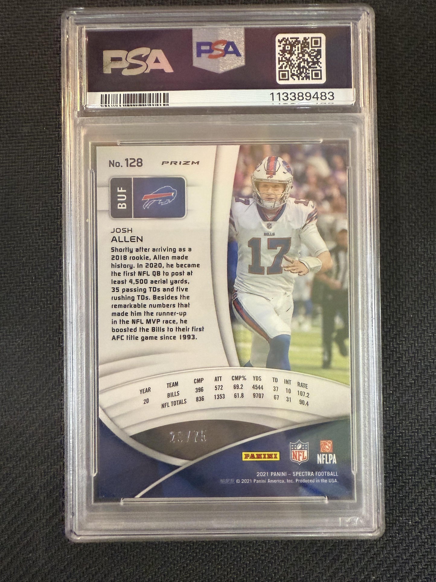 #128 Josh Allen 2021 Panini Spectra SN #/75 Buffalo Bills sports Hyper