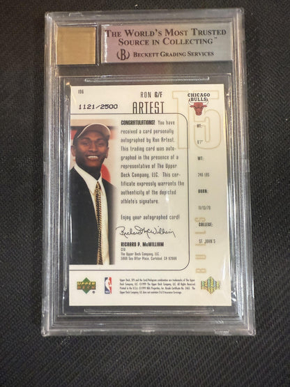#106 Ron Artest 1999-00 SPx Auto /2500 Bulls