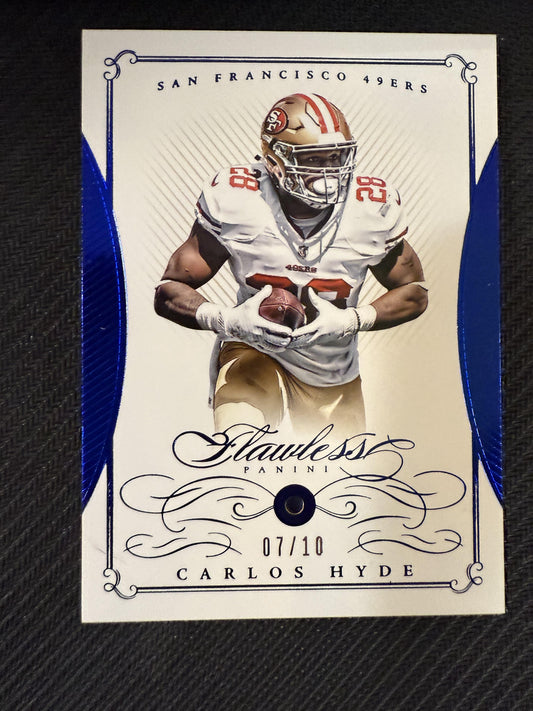 #64 Carlos Hyde 2015 Panini Flawless SN #/10 San Francisco 49ers sports Sapphire