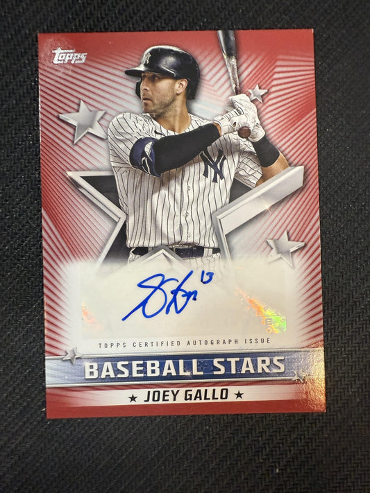 #BSA-JG Joey Gallo 2022 Topps SN,AU Auto #/25 Yankees Baseball Stars Red