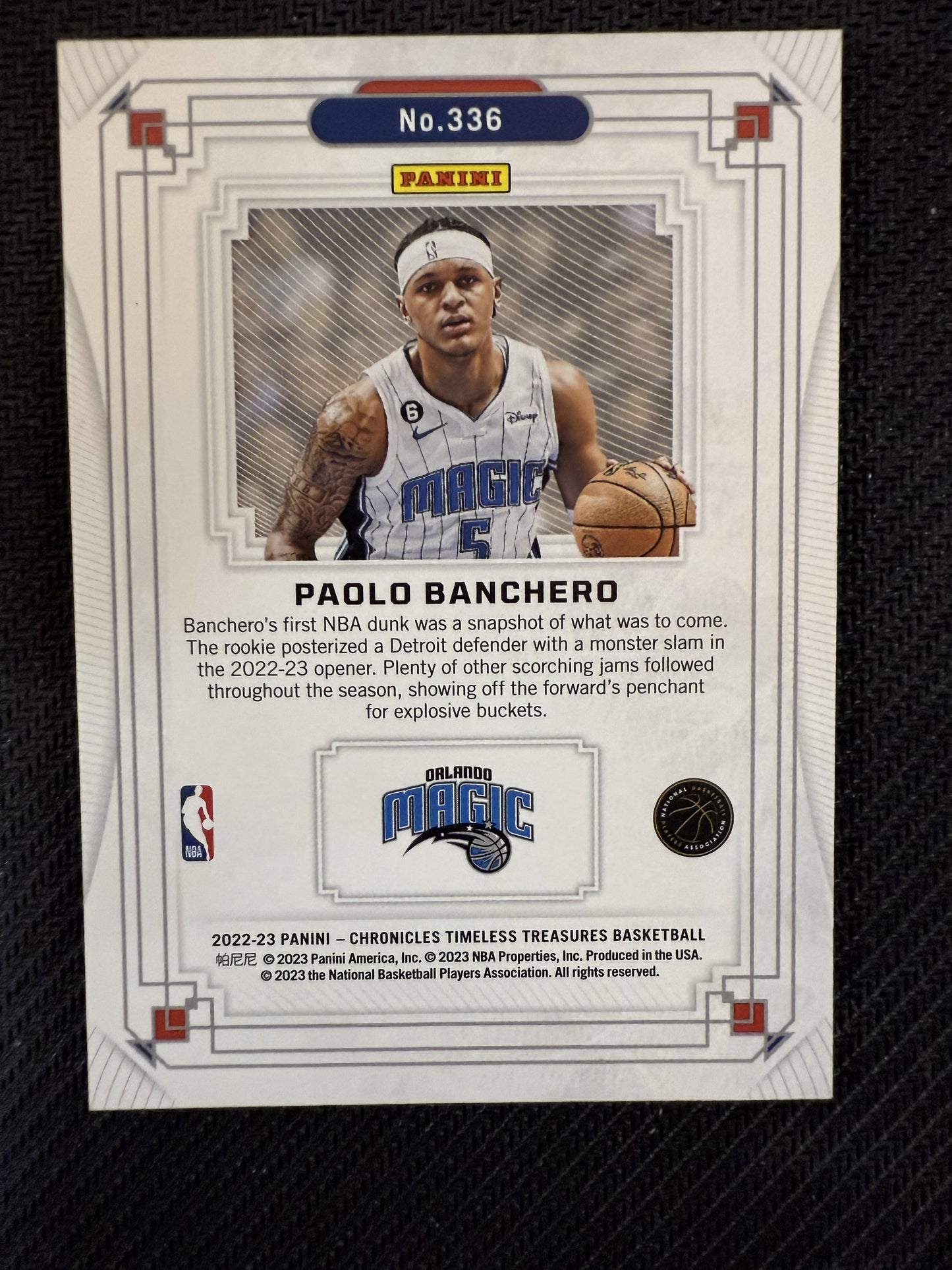 #336 Paolo Banchero 2022-23 Panini Chronicles SN,RC Rookie /99 Magic Blue