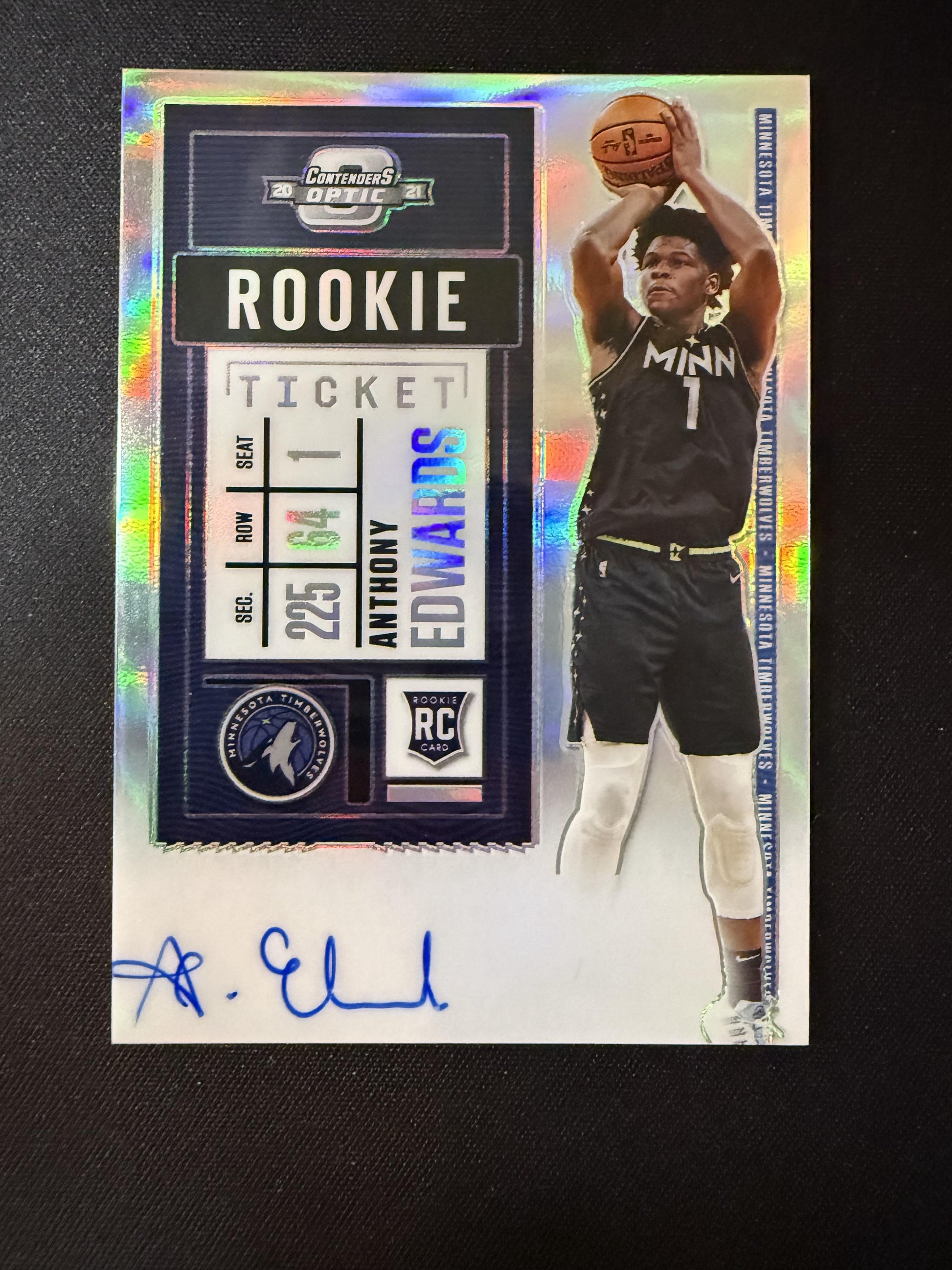#137a Anthony Edwards 2020-21 Panini Contenders Optic Auto Timberwolves