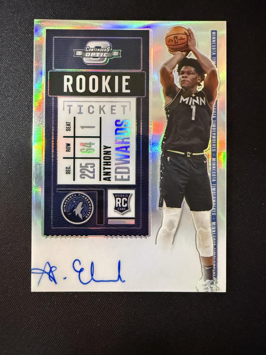 #137a Anthony Edwards 2020-21 Panini Contenders Optic Auto Timberwolves
