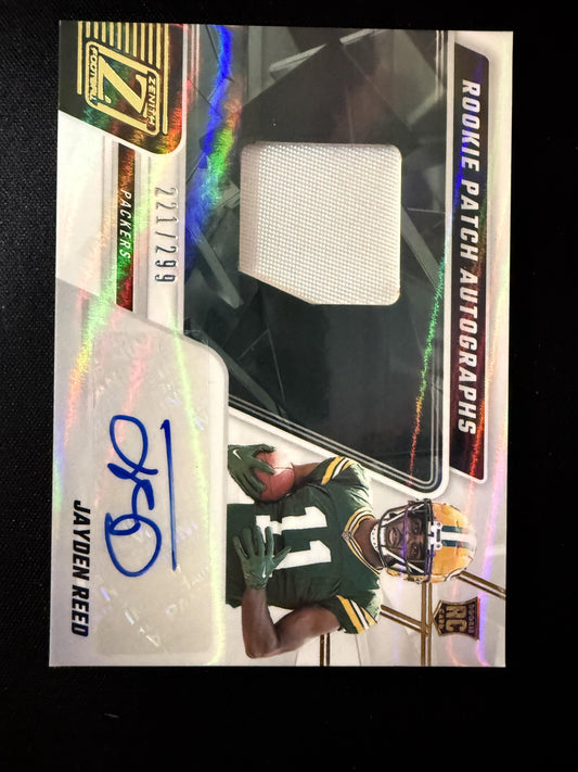 #218 Jayden Reed 2023 Panini Zenith SN,RC,MEM,AU Rookie Auto #/299 Packers