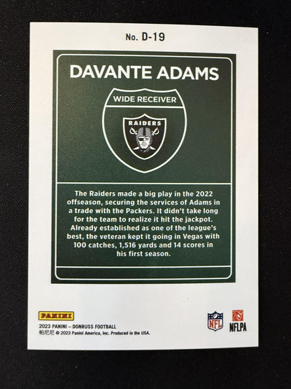 #D-19 Davante Adams 2023 Donruss Las Vegas Raiders sports Downtown!