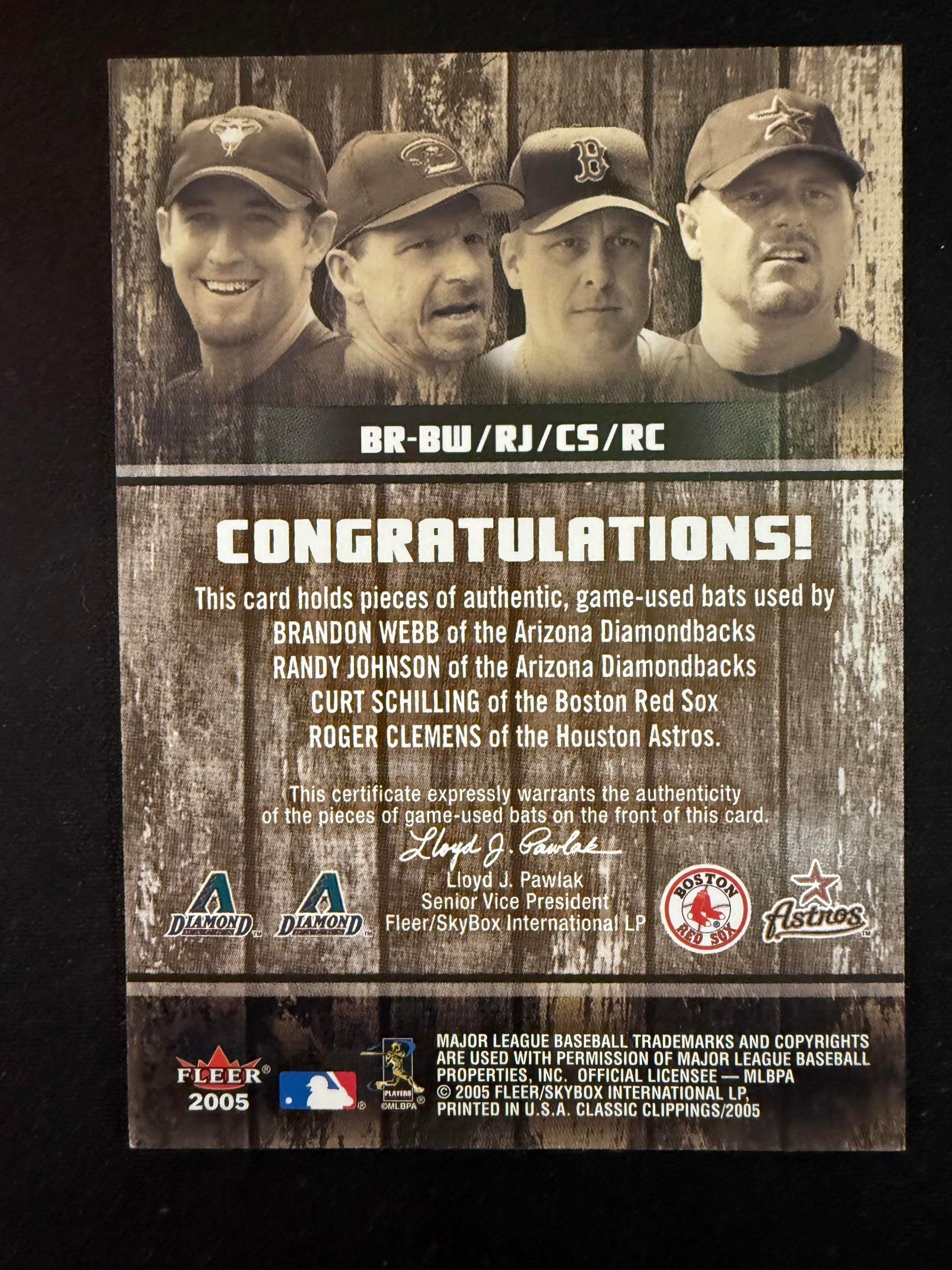 #1 WEBB JOHNSON SCHILLING CLEMENS 2005 FLEER Philadelphia Phillies BAT RACK