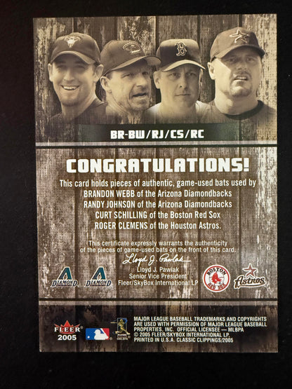 #1 WEBB JOHNSON SCHILLING CLEMENS 2005 FLEER Philadelphia Phillies BAT RACK