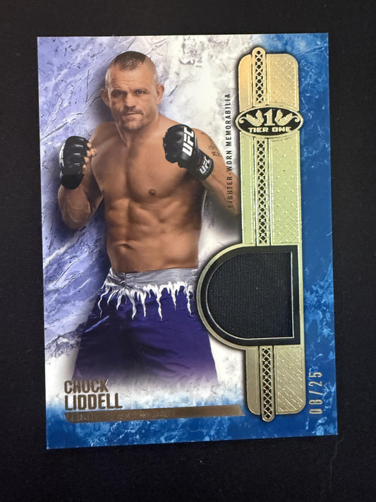#T1R-CL Chuck Liddell 2017 Topps UFC Knockout SN,MEM /25 Tier One Relics Blue
