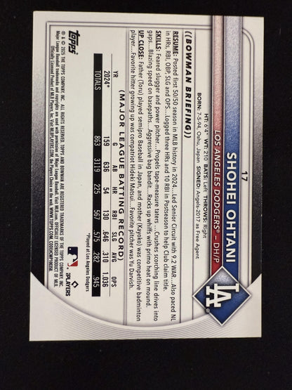 #17 Shohei Ohtani 2025 Bowman SN #/299 Los Angeles Dodgers sports Fuchsia