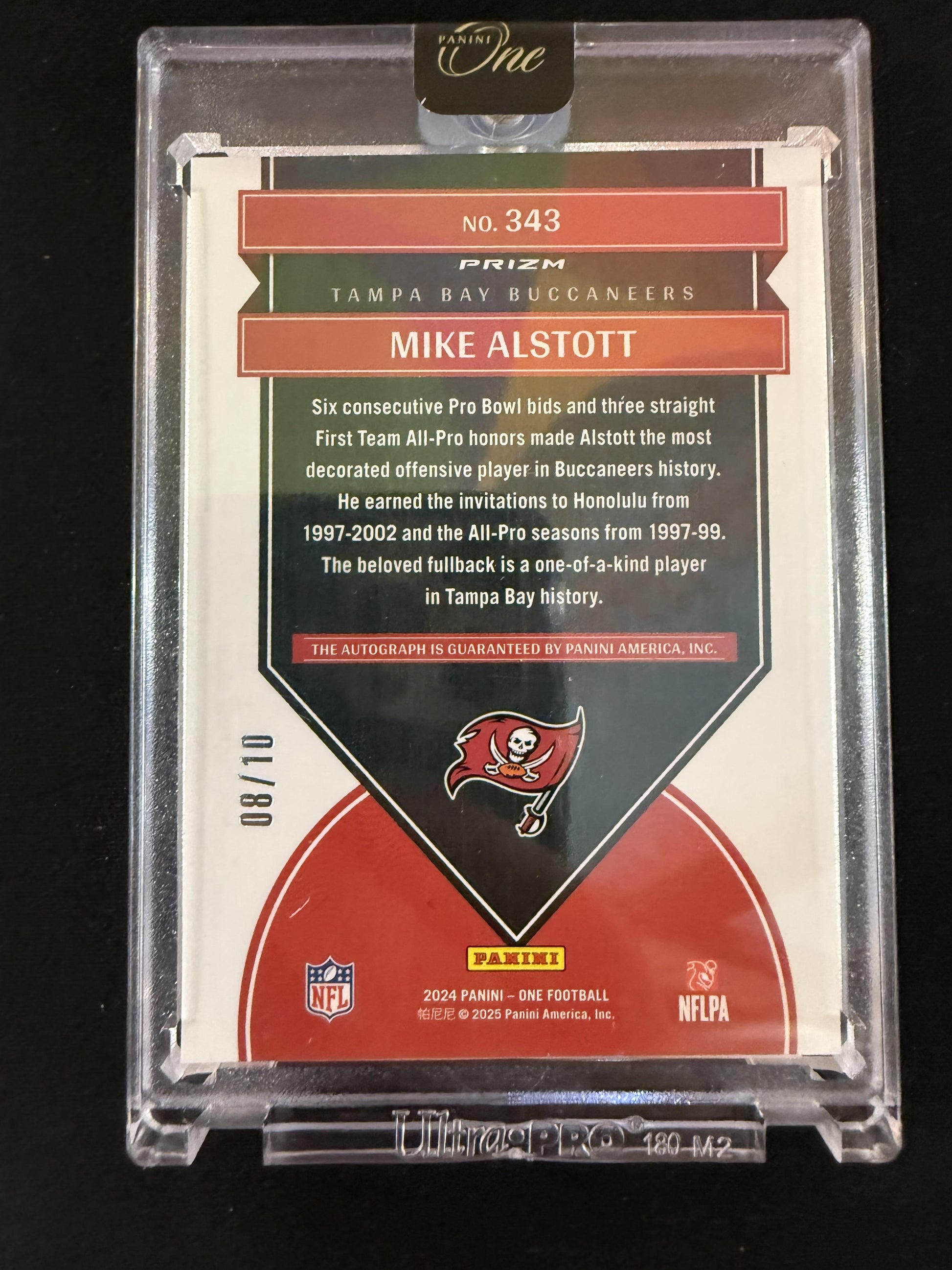 #343 MIKE ALSTOTT 2024 PANINI ONE ONCE IN A FRANCHISE GOLD AUTO /10