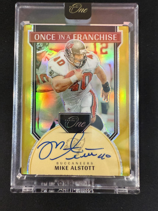 #343 MIKE ALSTOTT 2024 PANINI ONE ONCE IN A FRANCHISE GOLD AUTO /10